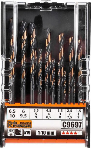 Wiertła do metalu 1MM - 10MM HSS 19el komplet