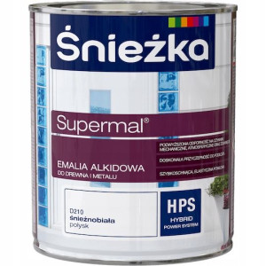 Śnieżka Supermal Emalia Alkidowa Biała Połysk 0,75