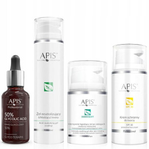 APIS KWAS GLIKOLOWY 50% neutralizator maska zestaw