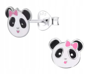 Kolczyki Srebrne Dla Dzieci Panda Wkrętki