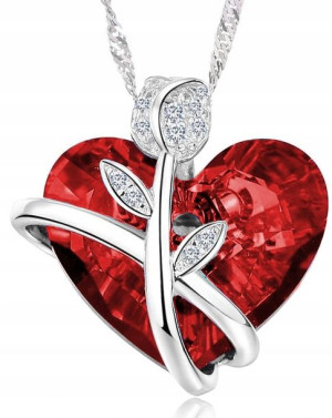 Naszyjnik Srebrny 925 Swarovski Serce Róża