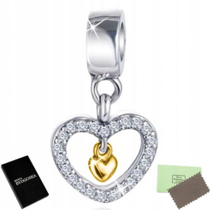 Charms Srebrny Serce Koralik Beads Zawieszka
