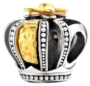 Srebrny Charms Korona Królewska Beads Grawer
