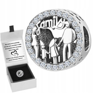Zawieszka Charms Rodzina Srebro Beads Grawer