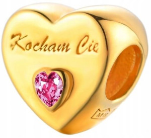 Charms Złoty 925 Serce Kocham Cię Koralik Grawer