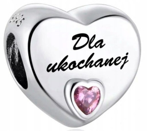 Zawieszka Charms Serce Koralik Grawer