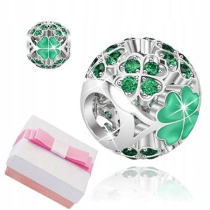 Charms Koniczynka Koralik Beads Srebro Grawer