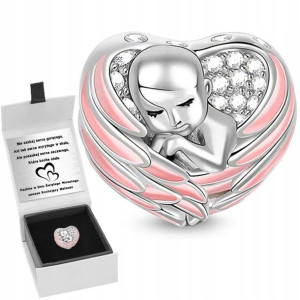 Charms Serce Srebrna Beads Dziecko Grawer