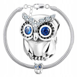 Charms Sowa Bransoletka Zawieszka Beads Grawer