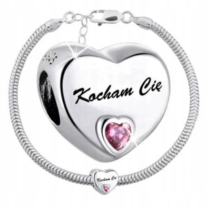 Charms Kocham Cię Bransoletka Serce Grawer