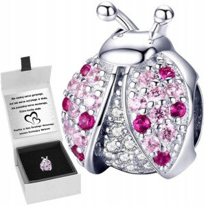 Charms Srebrny Biedronka Koralik Beads Grawer
