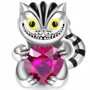 Charms Srebro Serce Kot Beads Zawieszka Grawer