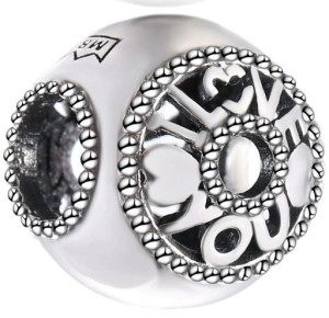 Charms Srebrny Serce Kocham Cię Beads Grawer