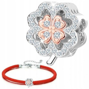 Charms Koniczynka Bransoletka Zestaw Grawer