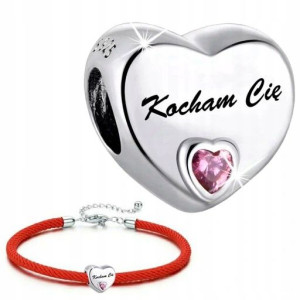 Charms Kocham Cię Bransoletka Zestaw Grawer