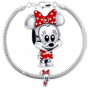 Charms Myszka Minnie Bransoletka Zestaw Grawer