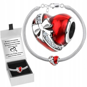 Charms Serce Bransoletka Zestaw Beads Grawer