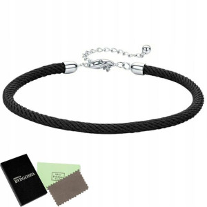 Czarna Bransoletka Modułowa Charms Srebro 925