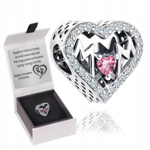Charms ZAWIESZKA Serce dla MAMY SREBRO 925 GRAWER