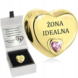 Charms Złoty Zawieszka Żona Srebro 925 Grawer