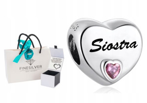 Charms Zawieszka Siostra Beads Srebro Grawer