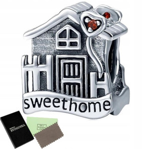 Zawieszka Charms Srebrny Dom Rodzina Serce Beads