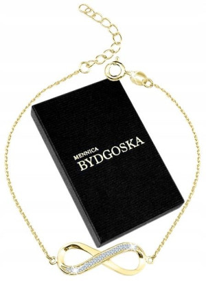 Bransoletka Srebrna 925 Pozłacana Nieskończoność