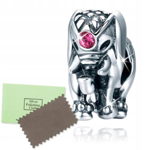 Zawieszka Srebrna 925 Charms Słoń Grawer Beads