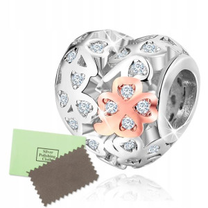 Charms Koralik Zawieszka Srebrna 925 Koniczynka