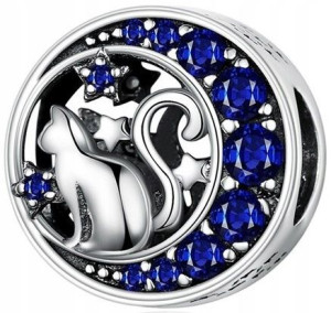 Zawieszka Charms Kotek Srebro Grawer Koralik Beads
