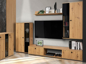 MEBLOŚCIANKA do salonu Salsa MDF zestaw mebli LED