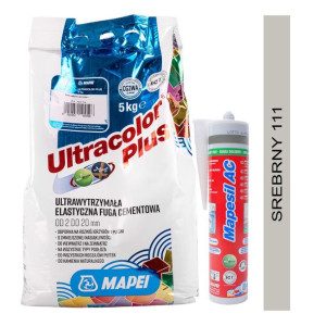 MAPEI fuga ULTRACOLOR PLUS 5kg + silikon MAPESIL AC 111 srebrny