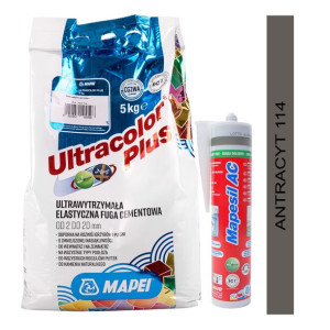 MAPEI fuga ULTRACOLOR PLUS 5kg + silikon MAPESIL AC 114 antracyt