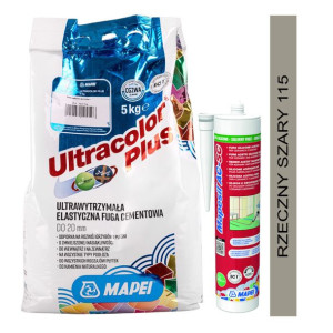 MAPEI fuga ULTRACOLOR PLUS 5kg + silikon MAPESIL AC 115 rzeczny szary