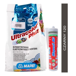 MAPEI fuga ULTRACOLOR PLUS 5kg + silikon MAPESIL AC 120 czarny