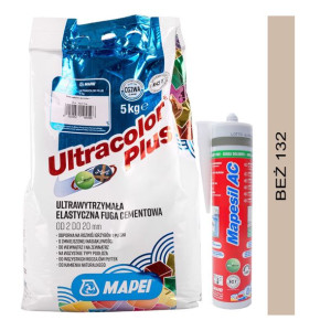 MAPEI fuga ULTRACOLOR PLUS 5kg + silikon MAPESIL AC 132 beż
