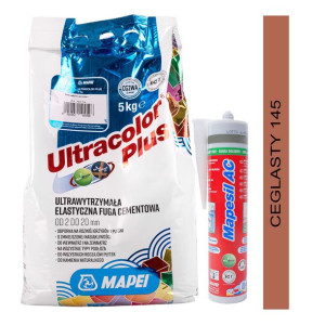 MAPEI fuga ULTRACOLOR PLUS 5kg + silikon MAPESIL AC 145 ceglasty