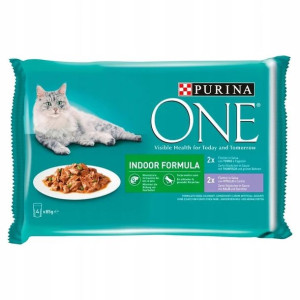 PURINA ONE Indoor Mokra Karma Kot MIX SMAKÓW 4x 85