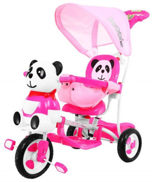 3-kołowy Rowerek dla dzieci Panda Różowy + Dźwięki