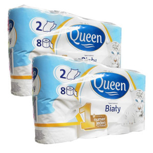 Papier Toaletowy Queen Biały 2 Warstwowy 16 Rolek