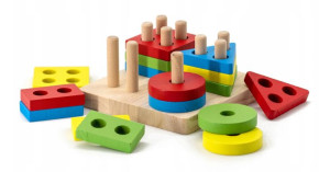 Drewniany Sorter Geometrycznych Kształtów Zabawka Dla Dzieci