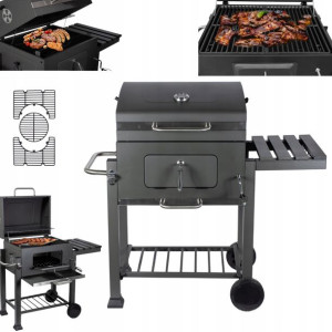 DUŻY GRILL WĘGLOWY OGRODOWY zamykany na kółkach