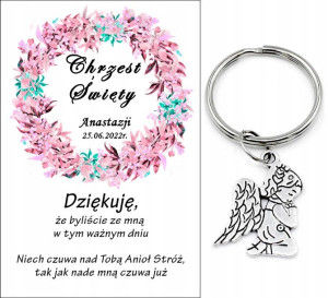 Podziękowanie Dla Gości Chrzest Aniołek Brelok