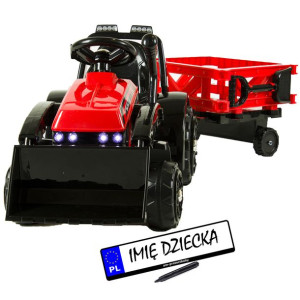 Traktor na akumulator dla dzieci przyczepka pilot TRAK-SX-2-CZERWONY