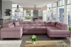 Narożnik LETTO z zagłówkami różowy