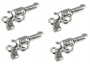 Zawieszka metalowa charms pistolet E 22x16mm 4szt