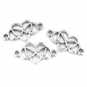 Łącznik metalowy SERCE NIESKOŃCZONOŚC 24x13mm 3szt