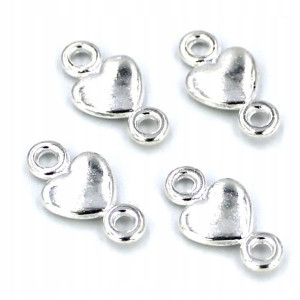 Łącznik do bransoletek metalowy SERCE 15x8 mm 4szt