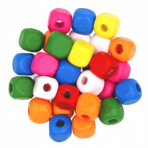 Koraliki KOSTKI drewniane Kostka 8x8mm Mix 20szt