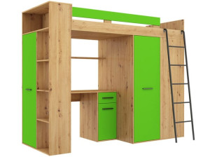Łóżko antresola szafa biurko VERANA P artisan/ziel